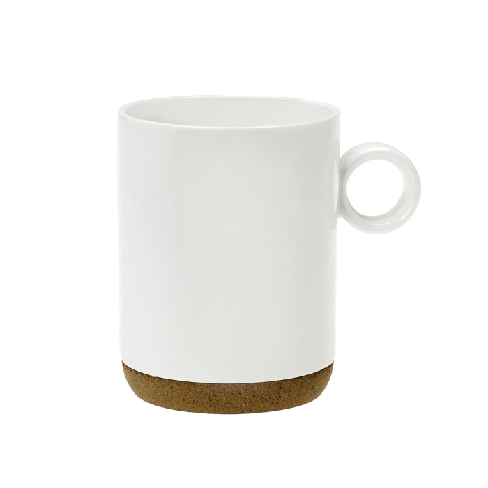 Cryspo Trio Koupa Porselanis Lefki 'Cork Mug' 300ml me Basi apo Fello 1003325